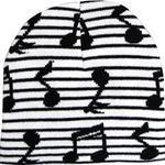 Music Notes Beanie Black & White One Size