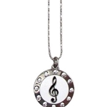 AIM N440 Necklace - G Clef in Circle of Rhinestones