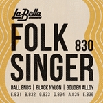 La Bella 830 Folk Singer Classical Guitar Set - Ball End Set Medium Tension