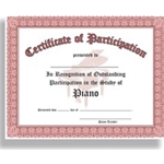 Santorella TS493 Certificate of Participation - Piano - 10 Pack
