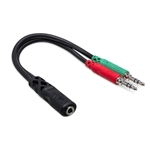 Hosa Headset/Mic Breakout Cable - 3.5 mm TRRSF to Dual 3.5 mm TRS