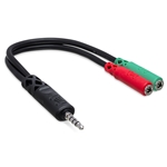 Hosa Headset/Mic Breakout Cable, 3.5 mm TRRS to Dual 3.5 mm TRSF