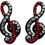 G Clef Earrings with Red & White Crystals