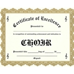 Certificate of Excellence - Choir - Pack of 10