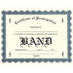 Certificate of Participation - Band - Pack of 10