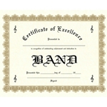 Certificate of Excellence - Band - Single Sheet