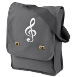 The Music Gifts Company 617818-GR-TCLF Music Expressions Field Bag - Treble Clef 14" x 10 1/2" x 5"