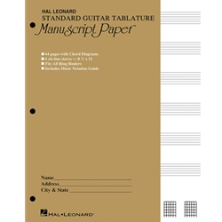 Standard Guitar Tablature Manuscript Paper -