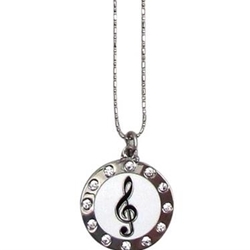 AIM N440 Necklace - G Clef in Circle of Rhinestones