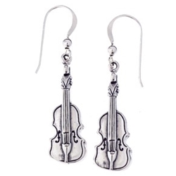 Silver Violin Earrings