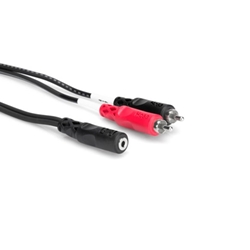Hosa Stereo Breakout Cable - 3.5 mm TRSF to Dual RCA - 10'