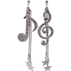 Rhinestone Music Notes Earrings