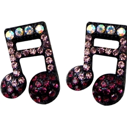 16th Note Earrings with Crystals
