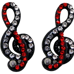 G Clef Earrings with Red & White Crystals