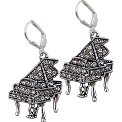 Grand Piano Earrings with Crystals