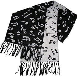 Fine Knit Music Notes Scarf