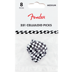 Fender 351 Celluloid Pick - 8 Pack Wavy Checkerboard