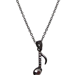 AIM N526 Eighth Note Necklace w/ Rhinestones