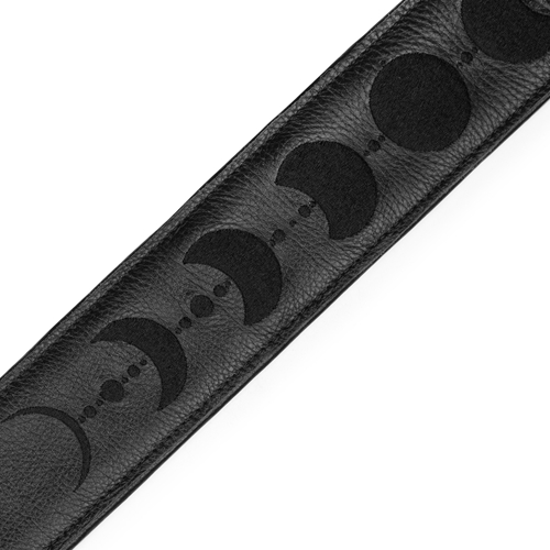 Levy's Leathers Guitar Strap - Padded Garment Leather w/Embroidered Moon Phases 2.5" Wide