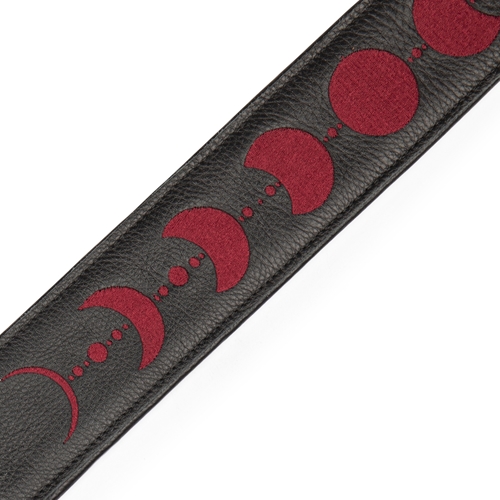 Levy's Leathers Guitar Strap - Padded Garment Leather w/Embroidered Moon Phases 2.5" Wide
